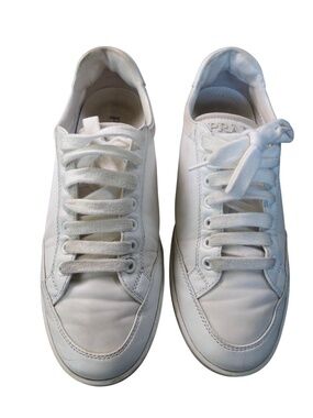 Prada Nappa Re Nylon White Sneakers Low Top Women